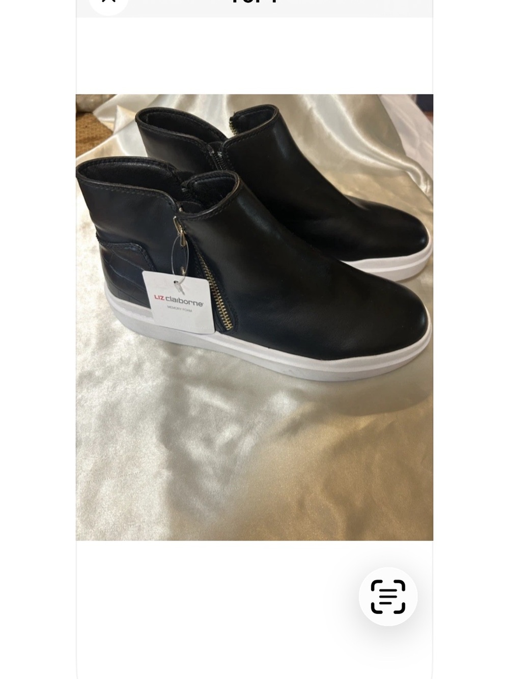 Liz Claiborne Black Zip-Accent Ankle Booties with White Sole